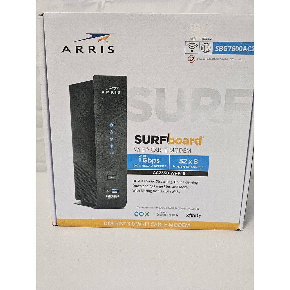 ARRIS SBG7600AC2 SURFboard DOCSIS 3.0 Cable Modem WiFi Router AC2350 32x8